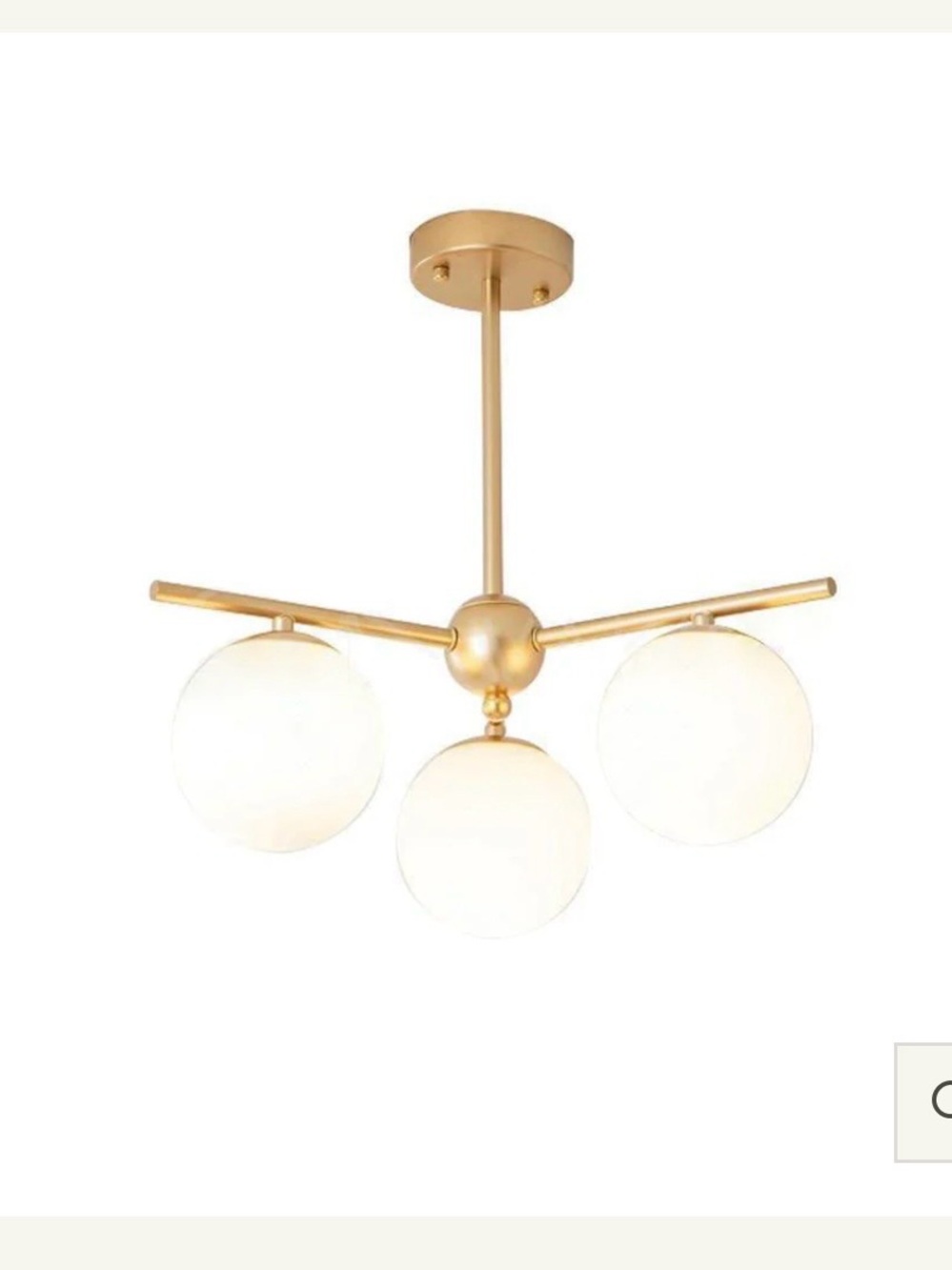 NIB Three-Light Globe Pendant Chandelier in Brushed Gold